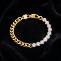 Gold Cuban Link Crystal Bracelet on black velvet