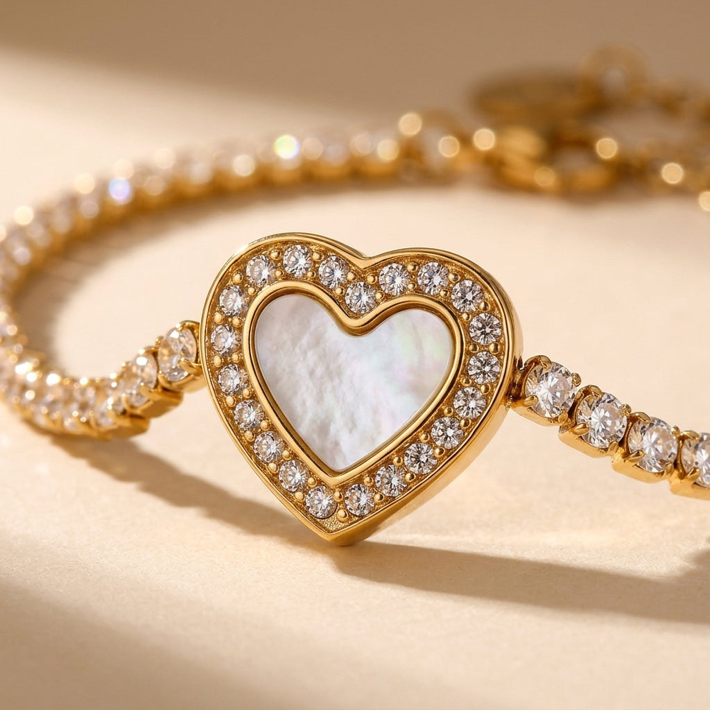Heart Crystal Tennis Bracelet detail close-up