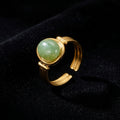 Green Jade Stone Ring on black velvet