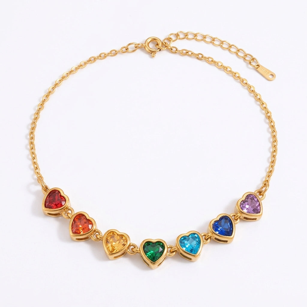 Rainbow Heart Charm Necklace on white background