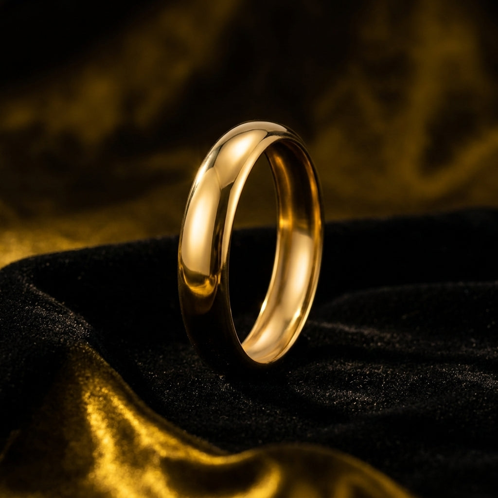 Sculptural Chunky Gold Bangle - Product on black velvet background