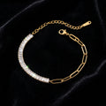 Gold Tennis Bracelet - Product on black velvet background