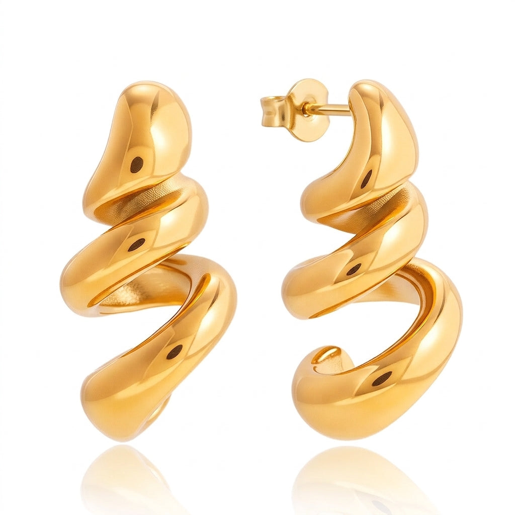 Twisted Croissant Hoop Earrings - Product on white background