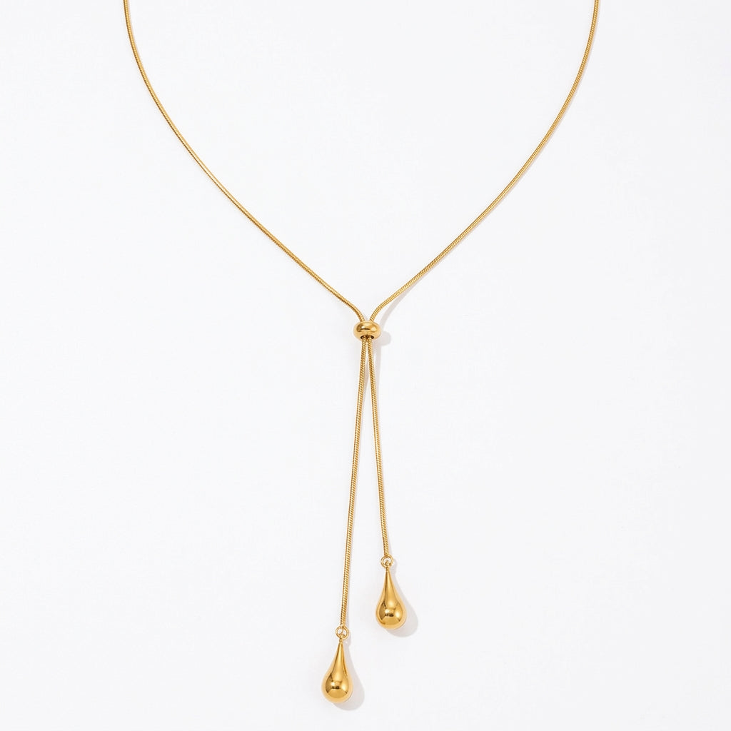 Minimalist Y-Lariat Necklace - Product on white background