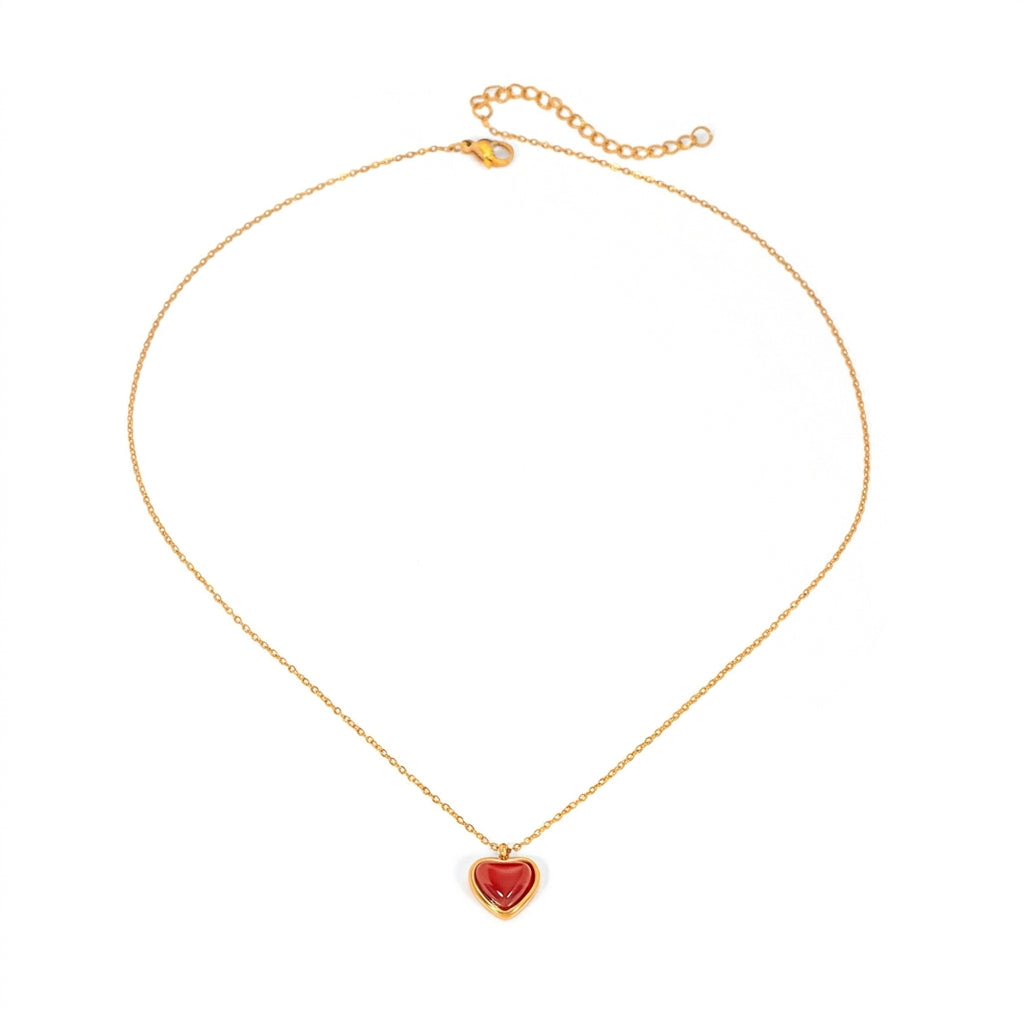 Red Heart Pendant Necklace - Product on white background