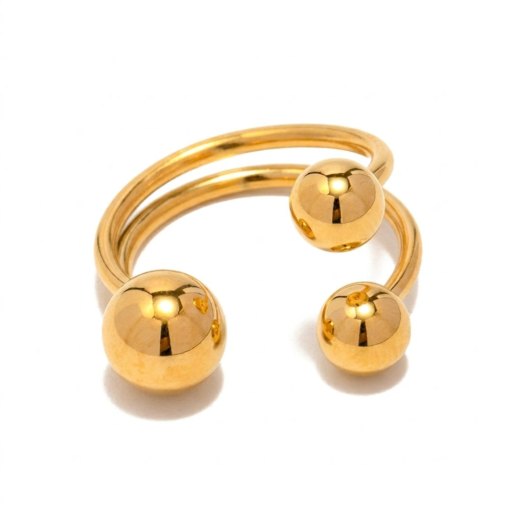 Gold Ball Open Ring - Product on white background