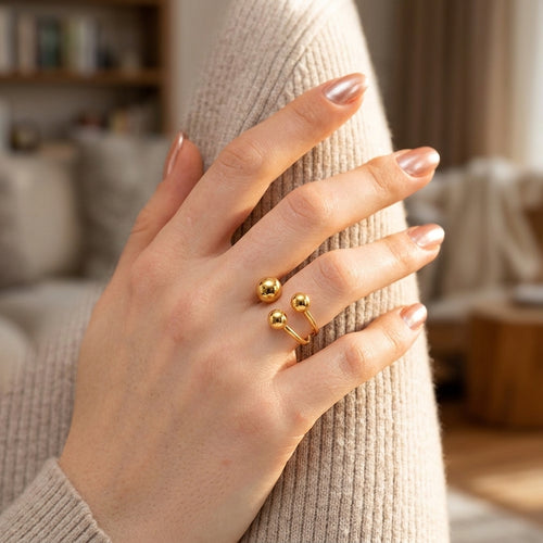 Gold Ball Open Ring - Worn by model